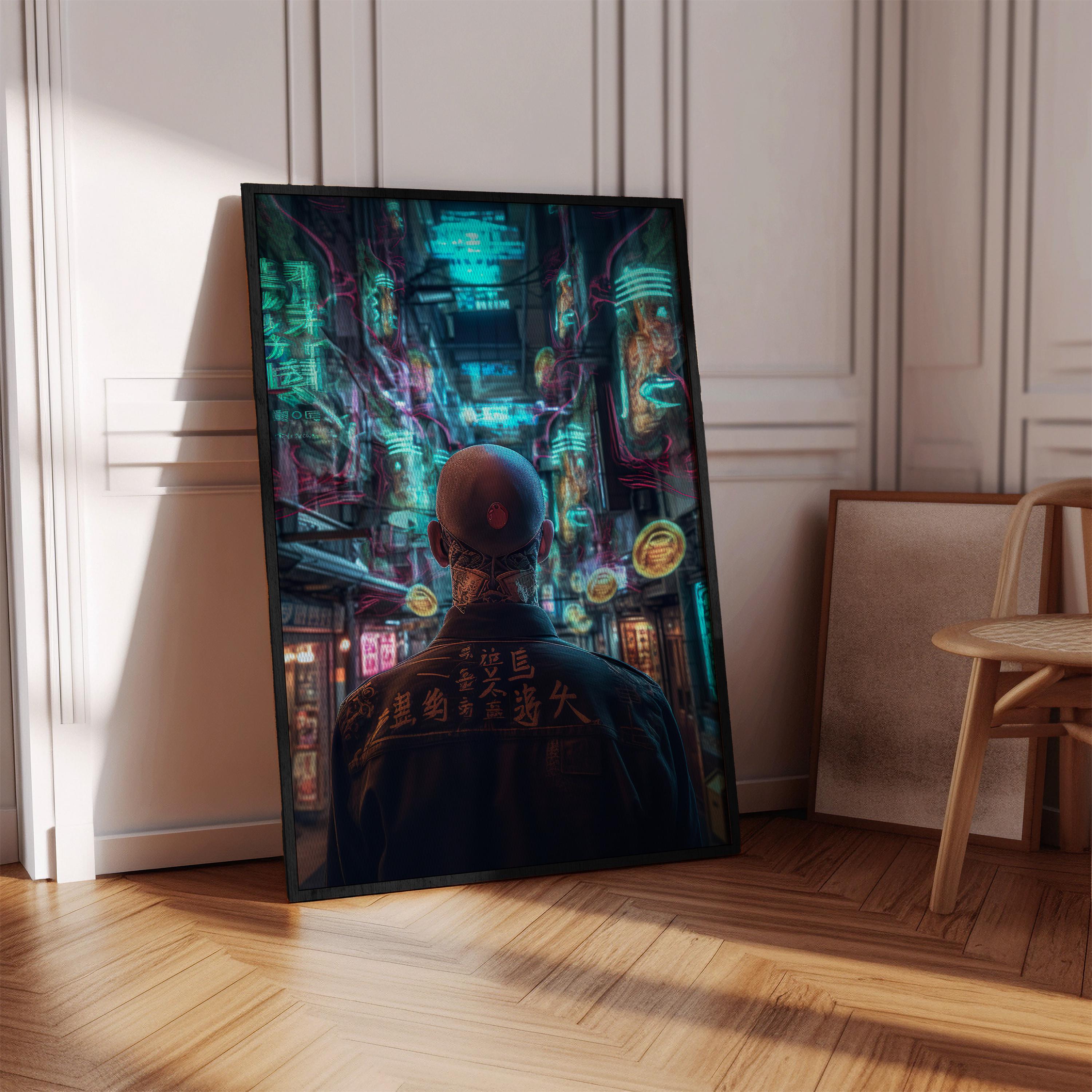 Cyberpunk Man Scene Wall Decor Digital Art Print Scifi Art High — free download