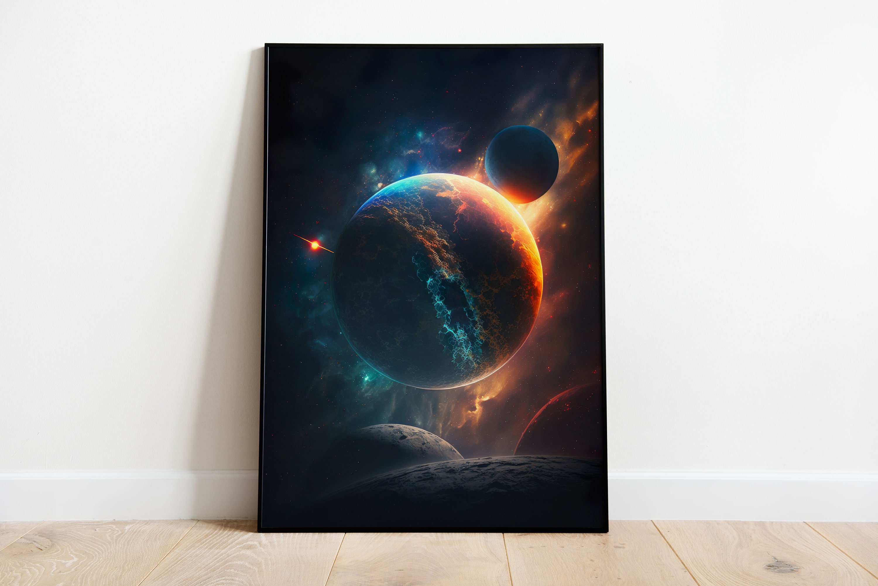 Space Planet Digital Print Sci-fi Wall Decor Modern Art Universe ...