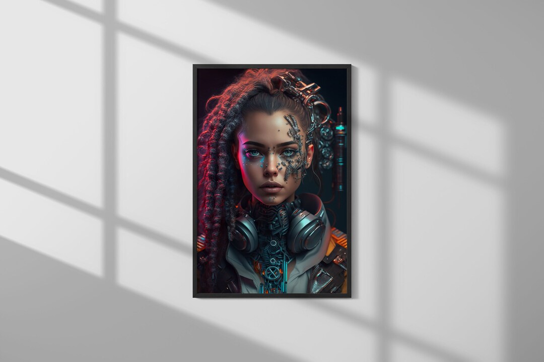 Wall Art Cyberpunk Girl Cyberpunk Style Artistic Painting Wall Decor ...