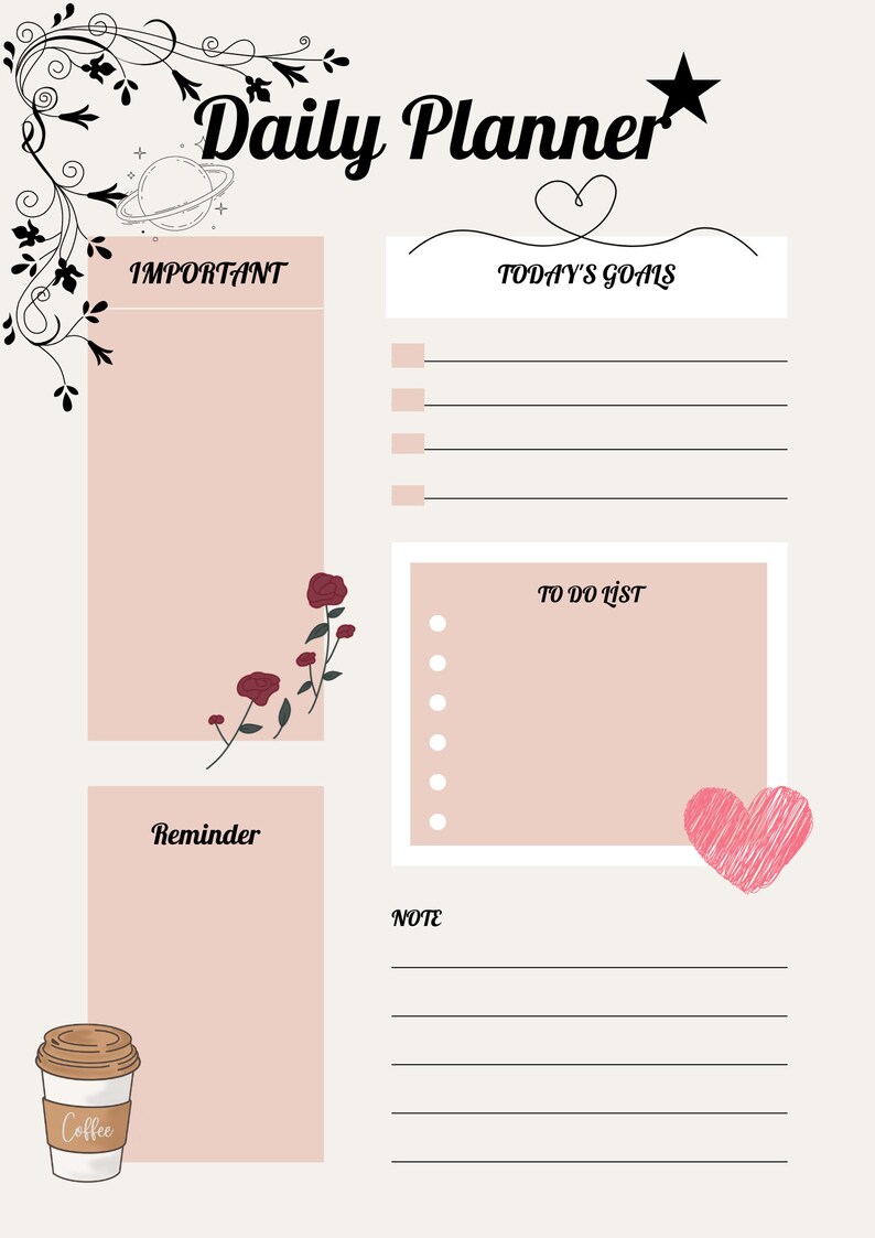 Daily Planner, Digital planner, Printable planner image 1