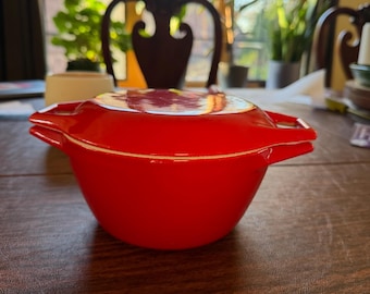 Copco D1 Denmark Red Enameled Cast Iron Dutch Oven MCM 1.25 Qt-Excellent condition and hard to find.