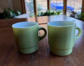 Vintage Jadeite Green Fire King Glass D-handle Coffee Mugs - 1950s/60s  Mid-century Fire King - Two Jadiete Green 1950s Fire King Coffee Mugs - Etsy