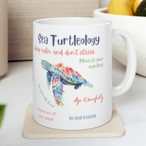 Turtleology 11 oz. Ceramic Mug, Sea Turtle Mug, Turtle Mug, Sea Turtle, Best Seller, Turtle, Marine Life Mug, Turtle Lover Gift