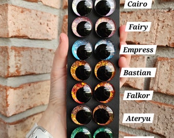 Individual pairs of eyes from Neverending Story Glitter.  Handpainted Glitter Sinker Safety Eyes Amigurumi Crochet