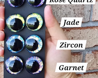Individual pairs of eyes from Radiant Rocks. I item is 2 eyes and backs of Handpainted Glitter Sinker Safety Eyes Amigurumi Crochet
