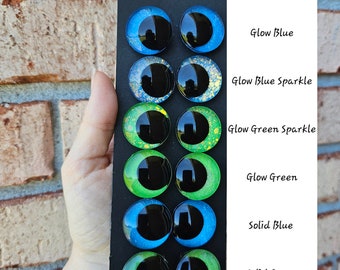 Individual pairs of eyes from Light & Night Fury. One item is a quantity of 2 eyes Handpainted Glitter Sinker Safety Eyes Amigurumi Crochet