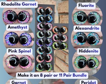 Individual pairs of Starlight Jewels Collection. 1 item is 2 eyes and backs of Handpainted Sinker Safety Eyes Amigurumi