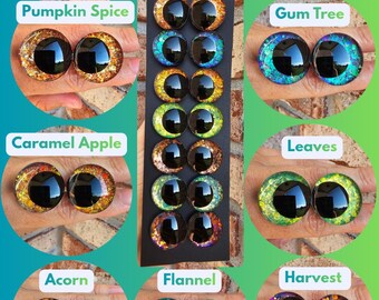 Individual pairs of eyes from Fall Encore Collection. 1 item is 2 eyes and backs of Handpainted Glitter Sinker Safety Eyes Amigurumi Crochet