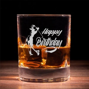 Verre à whisky de golf joyeux anniversaire, verre à whisky de golf, cadeau de golf, verre de golf, verre de golf gravé, cadeau d&#39;anniversaire de golf, cadeau de golf