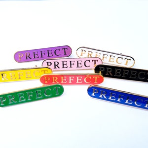 Prefect Bar Badges Packs of 4, School Badges, Metal Bar Badges, Prefect Badges, Metal Badge, Prefect Leader Badges, Pupil Badges, 8 Colours