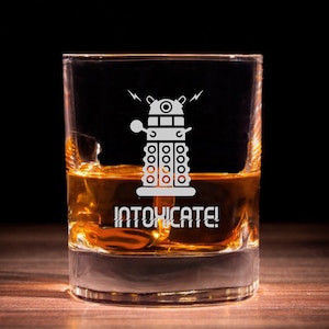 Engraved Dr Who Inspired Whisky Glass, Dalek Fan, Quality Laser Engraved Glass, Dr Who Inspired Gift, Dr Who Fan Gift!