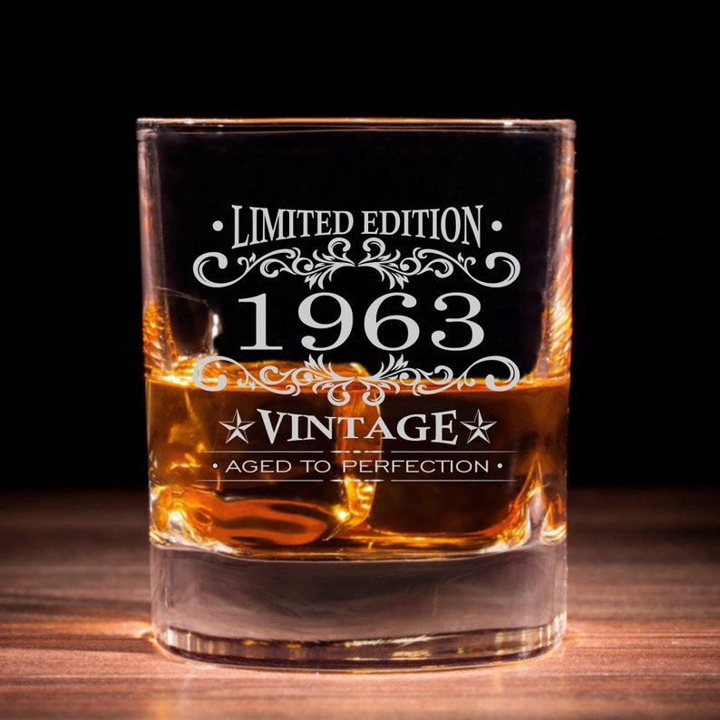Vintage Engraved 1963 Whisky Glass 60th Birthday Whisky Etsy