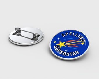 Pack of 6 Spelling School Badges, Quality Spelling Badge, Spelling Star Badge, Pupil Spelling Badges, School Spelling Badge.