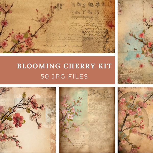 Junk Journal Kit, Naturalist, Flora, Flowers, Botanical, Nature, Edith Holden Style, Herbal, Cherry Blossom, Printable, Digital Download