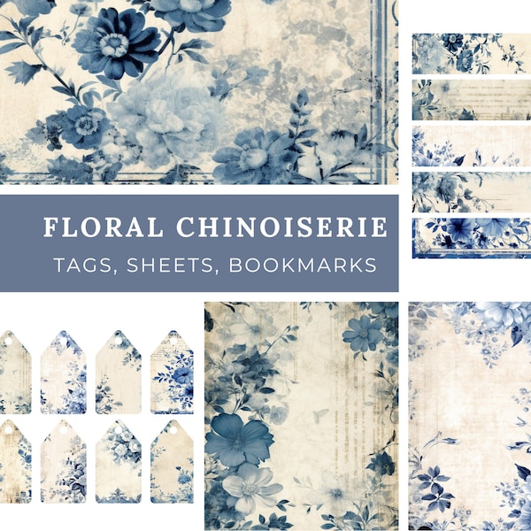 Chinoiserie Paper, Blue Toile pattern, Asian digital paper, French Chinoiserie, chinoiserie print, chinoiserie, chinoiserie art