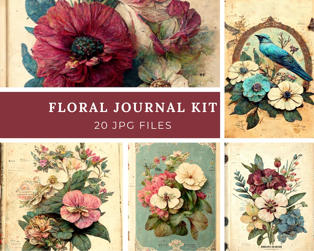 Wildflowers Junk Journal Kit, Vintage Journal Pages, Flower Junk Journal Printable, Vintage Junk ...