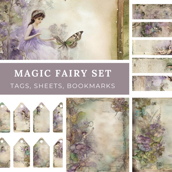 Junk journals, junk journal digi, junk journal labels, junk journalling, fairies journal, junk journal page, fairy magick, fairies poster