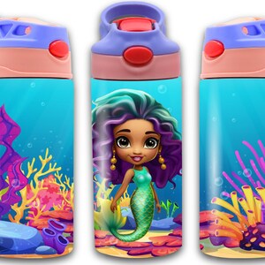 mermaid tumbler, sublimation wrap, sippy cup, 12oz, brown girl, kids tumbler digital mixed girl, African American princess, multicultural