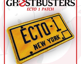 Ghostbusters Ecto-1 nummerplaat opstrijkpatch
