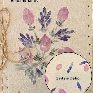 Album deluxe (20,5 x 20,5 cm) in carta fatta a mano con decorazione di fiori secchi sulla copertina e 20 pagine decorate