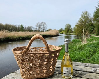 Shopping basket made of raffia, raffia basket, handmade basket, market basket, lifestyle basket, summer basket made of natural materials