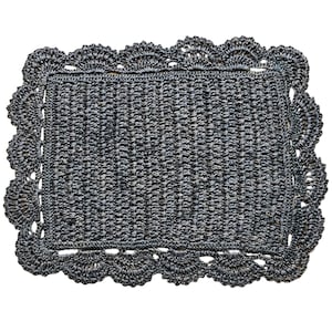 Handvirkade bordsunderlägg i raffia från Madagaskar | rektangulär (38 x 32 cm) bohemisk bordsunderlägg | underlägg – med fin spetskant