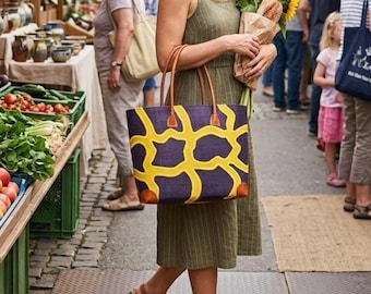 Bolso shopper XXL de rafia de Madagascar | Cesta con asa | Bolso cesta estilo boho | Cesta de la compra con asas de cuero y cierre de cordón - Hecho a mano