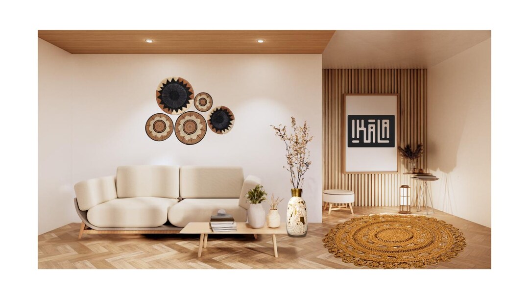 Round Raffia Rug, Hand-woven, Pure Natural Fibers, Raffia Rug, 120 Cm ...