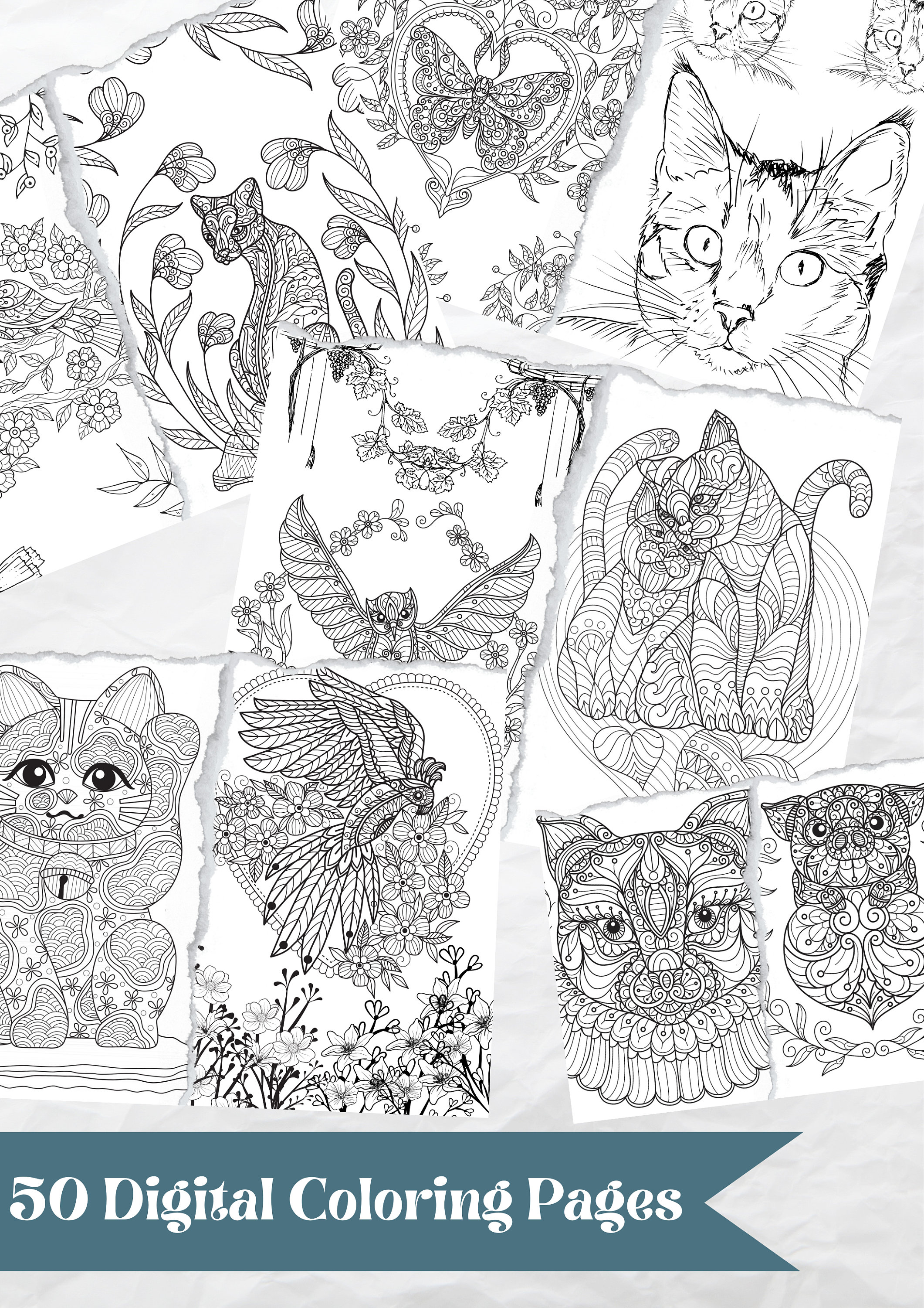 50 Beautiful Animals Digital Coloring Pages; Coloring Pages , Teens ...
