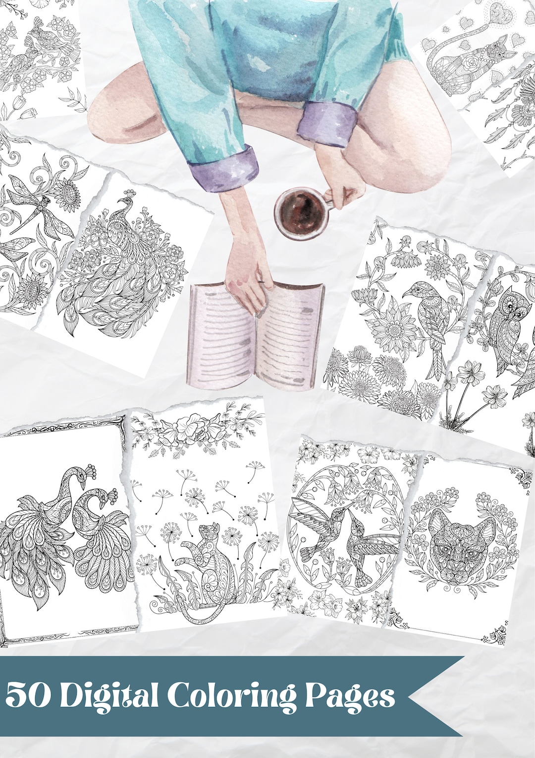 50 Beautiful Animals Digital Coloring Pages; Coloring Pages , Teens ...