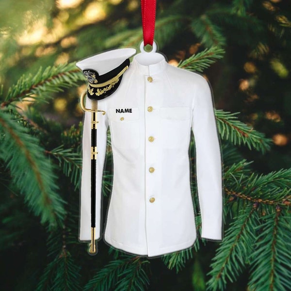 Personalized Navy Uniform Christmas Ornament, Custom Captain Christmas Ornament, Christmas Gift For Captain, Captain Ornament Tree Decor