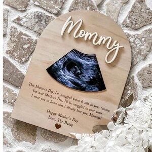 Baby Ultrasound Photo Wooden Plaque, Mother's Day Gift For Mom, First Mothers Day Gift, 1st Time Mom Sign, Gift For Mom, Gift From Baby Bump