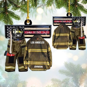 Personalized Firefighter Uniform Full Set Christmas Ornament, Custom Fireman Name Ornament, Christmas Gift For Fireman, Firefighter Ornament