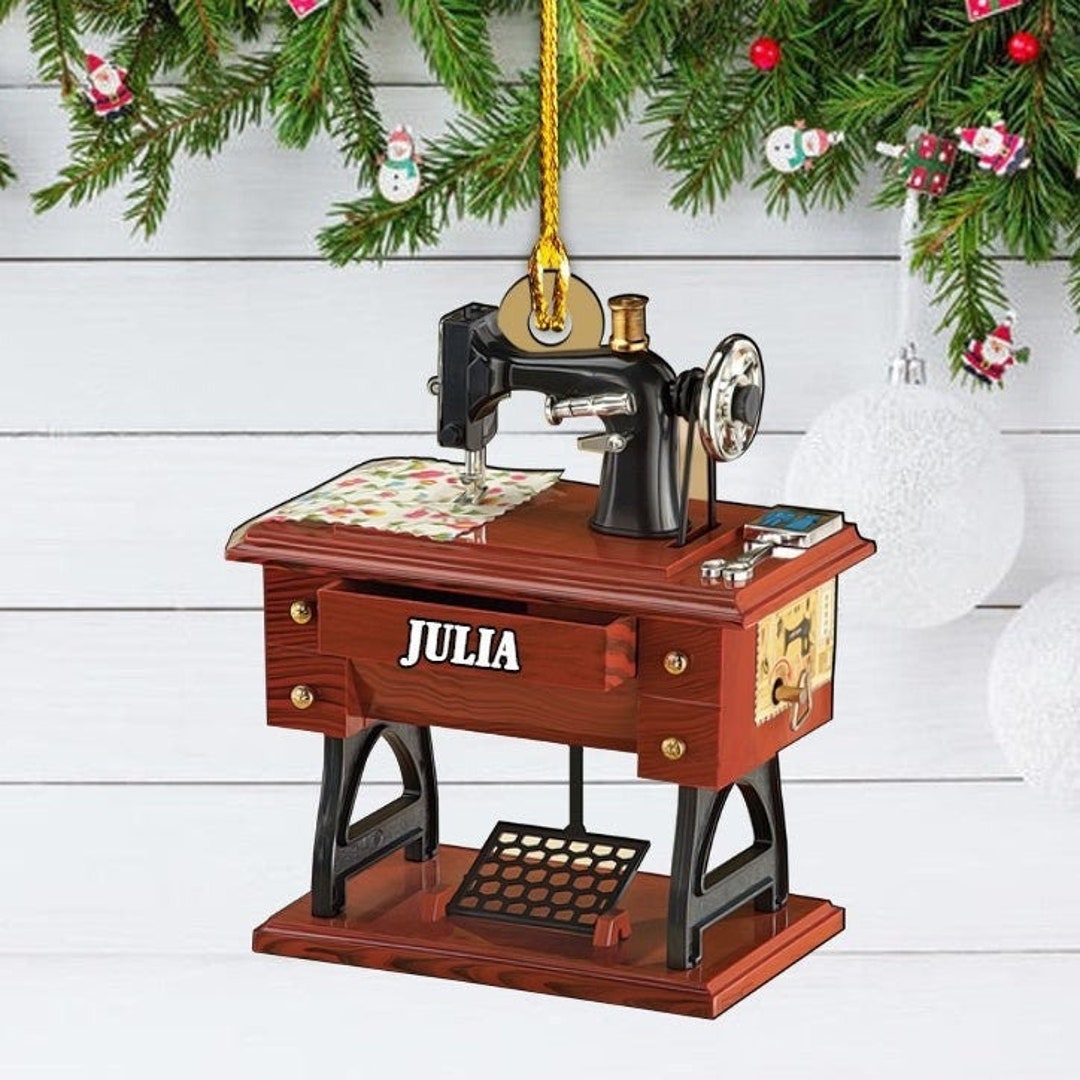 Sewing machine christmas scene