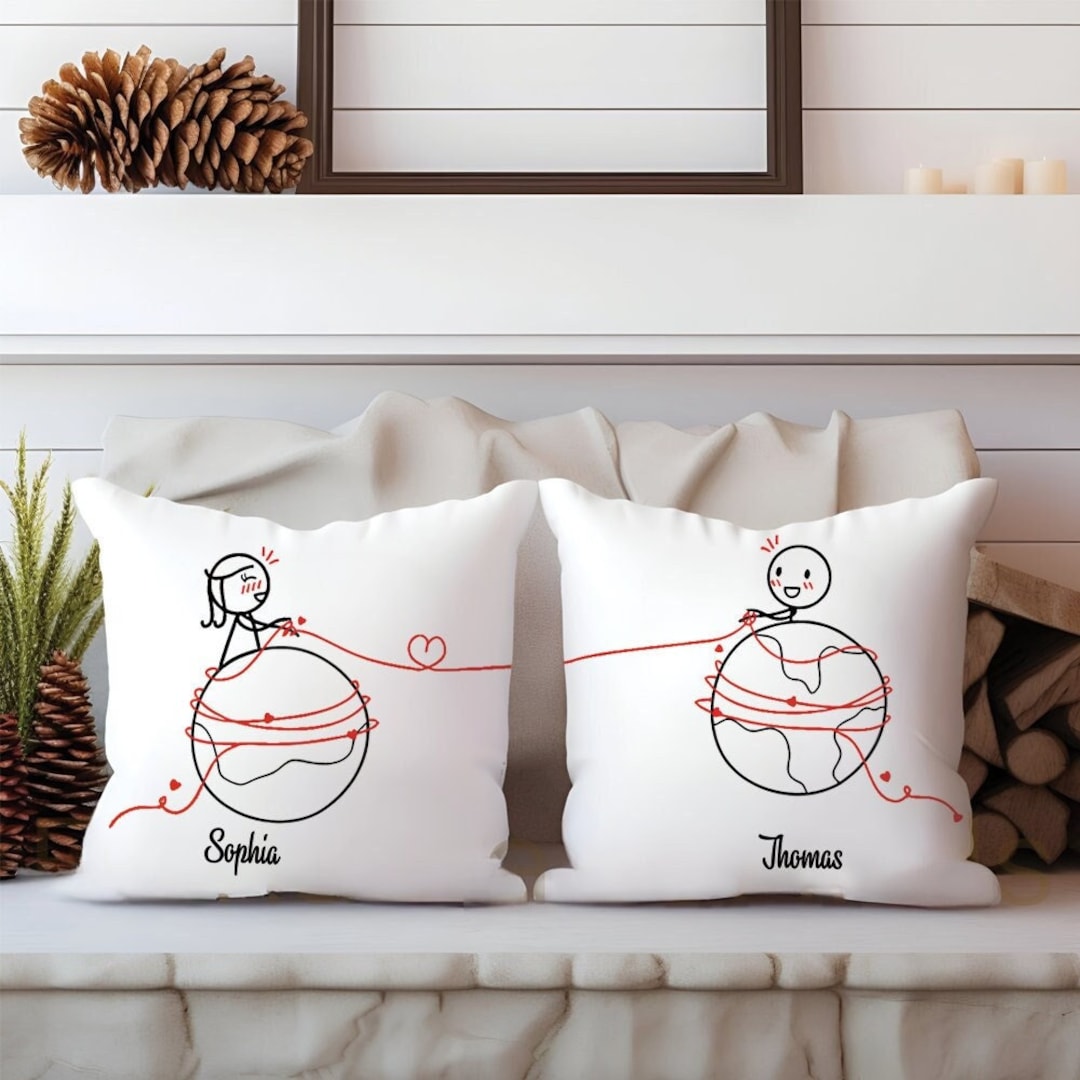 Long Distance Relationship Pillow Covers, Long Distance Love Gift for Boyfriend, Girlfriend