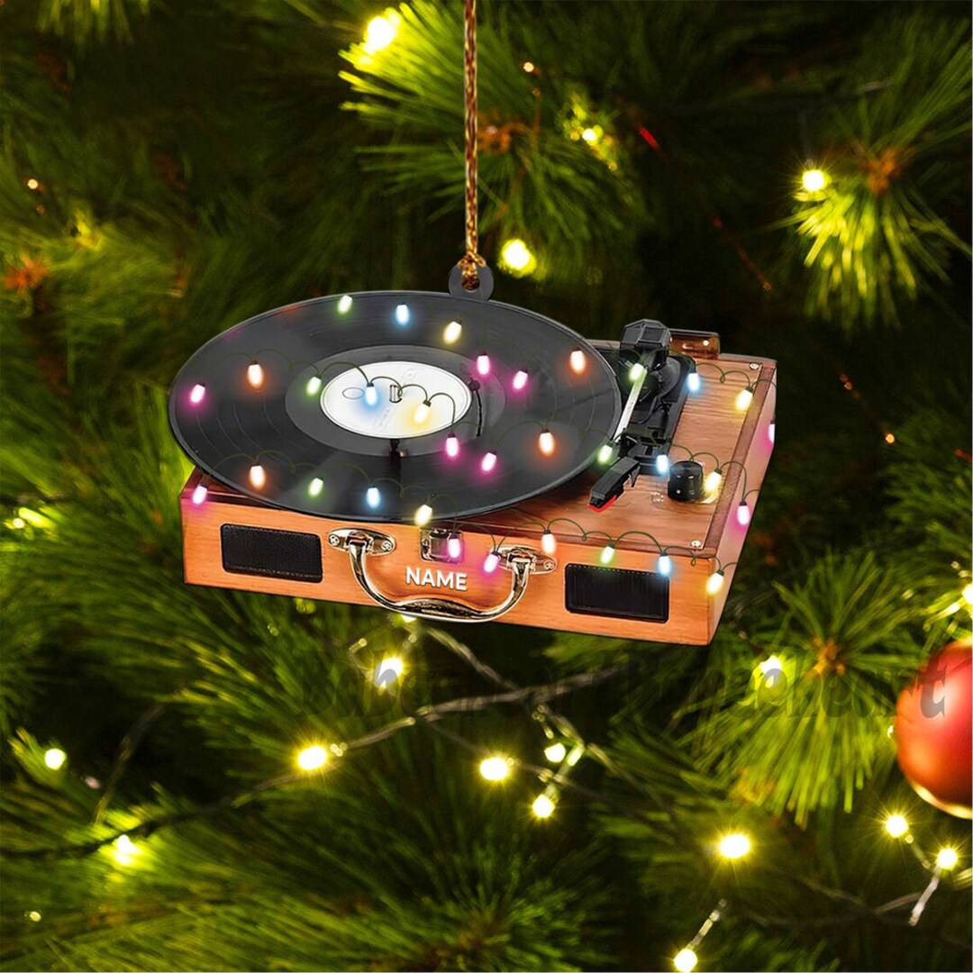 Personalized Vinyl Record Machine Christmas Ornament, Custom Music