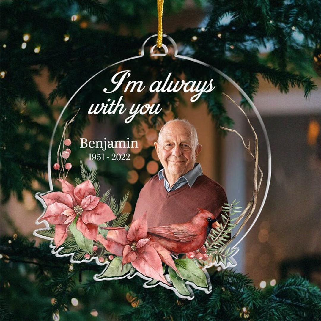 Personalized Memorial Ornament, Custom Acrylic Round Shaped Ornament, Sympathy Gift, Family Loss ...