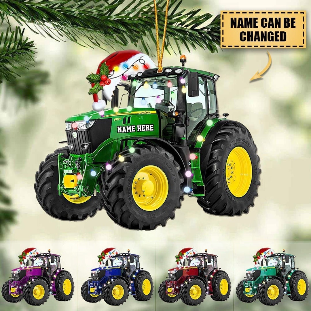 Personalized Tractor Christmas Ornament Custom Name Tractor Etsy