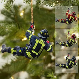 Personalized Firefighter Christmas Ornament, Custom Name Fireman Ornament, Christmas Gift For Fireman, Firefighter Uniform Xmas Ornament