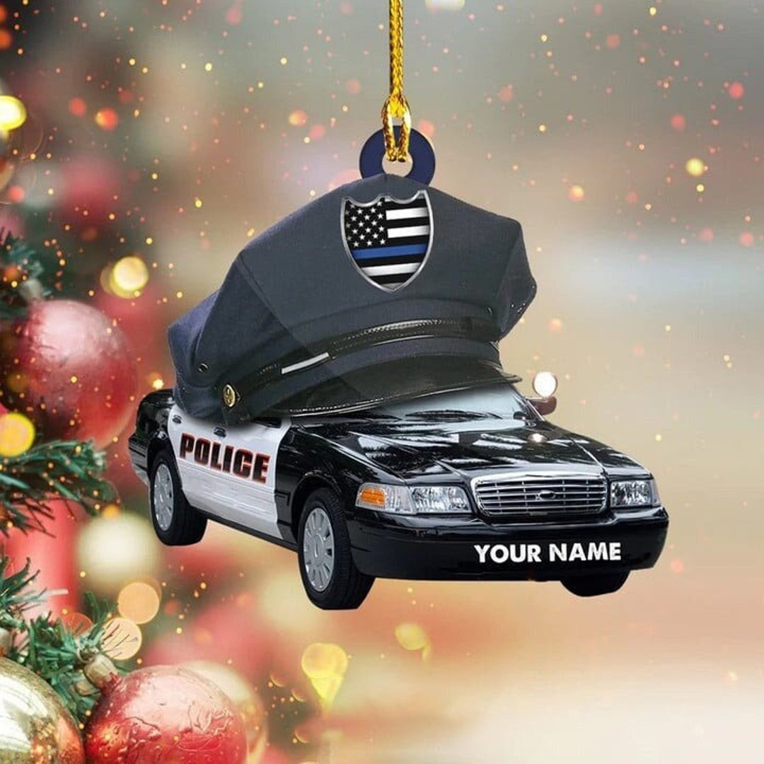 Personalized Police Car Christmas Ornament, Custom Name Ornament, Police Car Christmas Gift