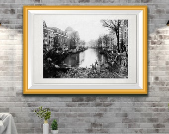 DIGITALE DOWNLOAD Amsterdamse grachten, Nederlandse grachten, Amsterdamse muurkunst, Amsterdamse gracht, Amsterdamse architectuur, Amsterdamse print