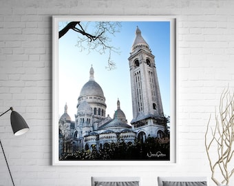 DIGITAL DOWNLOAD The Basilica of the Sacred Heart, Sacré-Cœur Basilica, Paris Street View, Montmartre, Paris France wall Art, Paris wall art