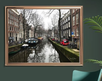 DIGITAL DOWNLOAD Amsterdam Street View, Amsterdam Canal, Fine Art Photography, Amsterdam Architecture, Canals, Netherlands