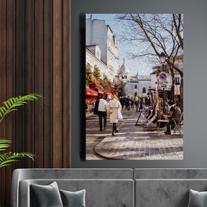 DIGITAL DOWNLOAD Paris Street Print, Place du Tertre, Digital Oil, Texture Print, Paris Wall Art ,Montmartre, Sacré-Cœur, Rue de Abbesses