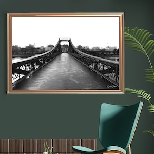 The Bridge Eiserner Steg in Frankfurt crossing AM Main, Germany Wall Decor Wall Art, Frankfurt AM Main river, Germany Design Art Photography
