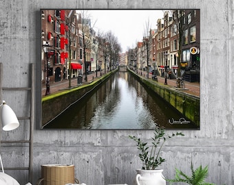 Canals of Amsterdam, Amsterdam Print, Netherlands Europe, Canal Houses, Bridge, Travel Photography, Amsterdam Art, Neutral Wall Decor,