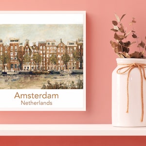 Canals of Amsterdam in Water Color, Amsterdam Canals Print, Amsterdam Print, Amsterdam Fine Art , Wall Art, Wall Poster, Netherlands Canals