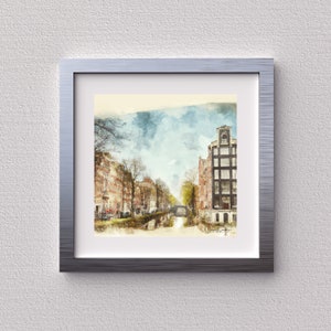 DIGITAL DOWNLOAD Canals of Amsterdam in Water Color, Amsterdam Canals Print, Amsterdam Print, Amsterdam Fine Art, Netherlands Canals