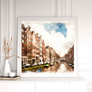 Canals of Amsterdam in Water Color, Amsterdam Canals Print, Amsterdam Print, Amsterdam Fine Art , Wall Art, Wall Poster, Netherlands Canals