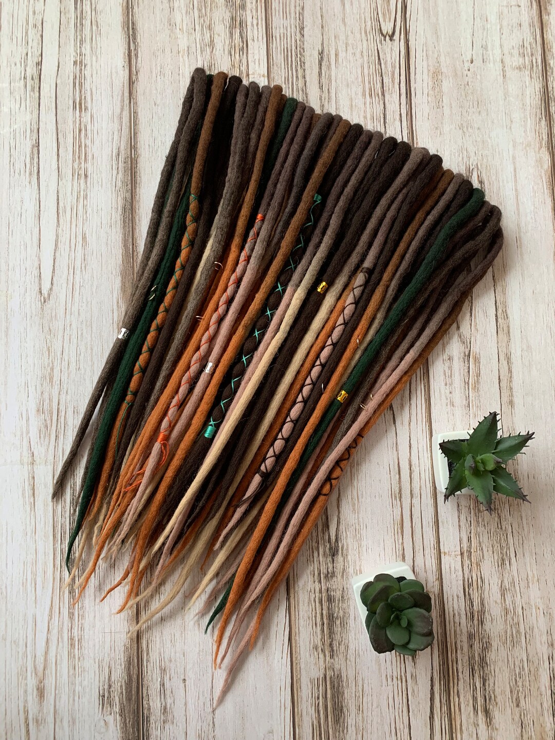 Atificial Dreadlocks Ombre Wool Dreadlocks, Ombre Double Ended Dreadlock Set, Viking Style ...